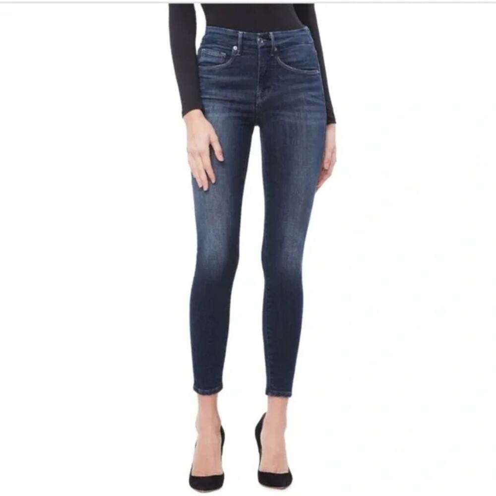 Good American Good Legs Crop Skinny Jeans Pink Stitching Size 15